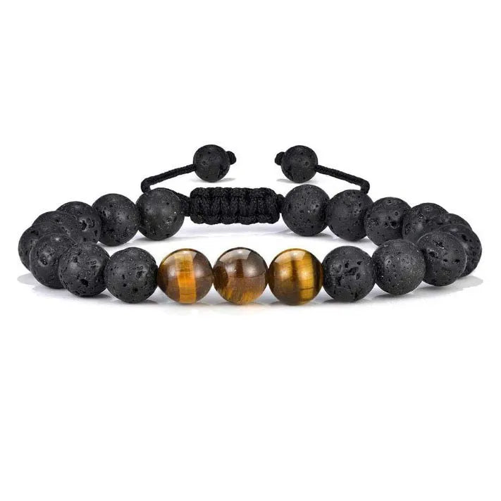 Vulkan sten og tiger øje armbånd
