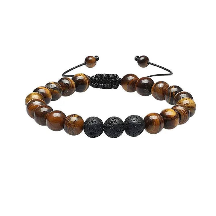 Vulkan sten &amp; tigerøje armbånd