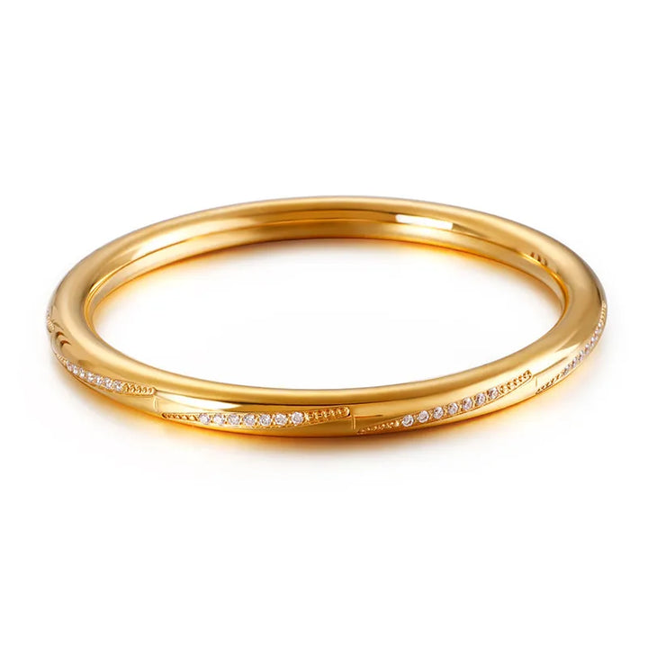 Armring med zirkoner - 18 karat forgyldt titanium