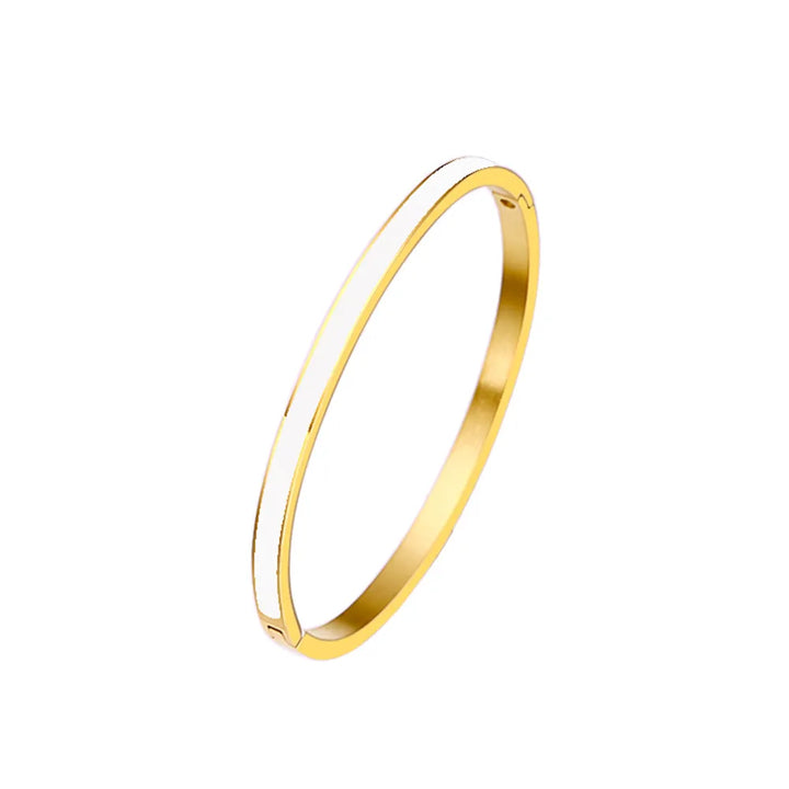 Armring hvid epoxy - 18 karat forgyldt titanium
