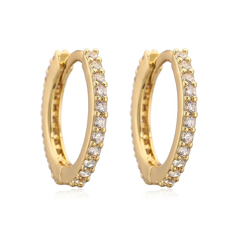 Hvide zirkon hoops - 18 karat forgyldt kobber
