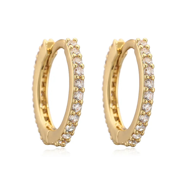 Hvide zirkon hoops - 18 karat forgyldt kobber