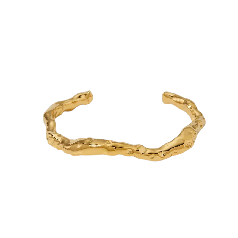 Organisk Bangle Armbånd i 16kt. Forgyldt Rustfrit Ædelstål