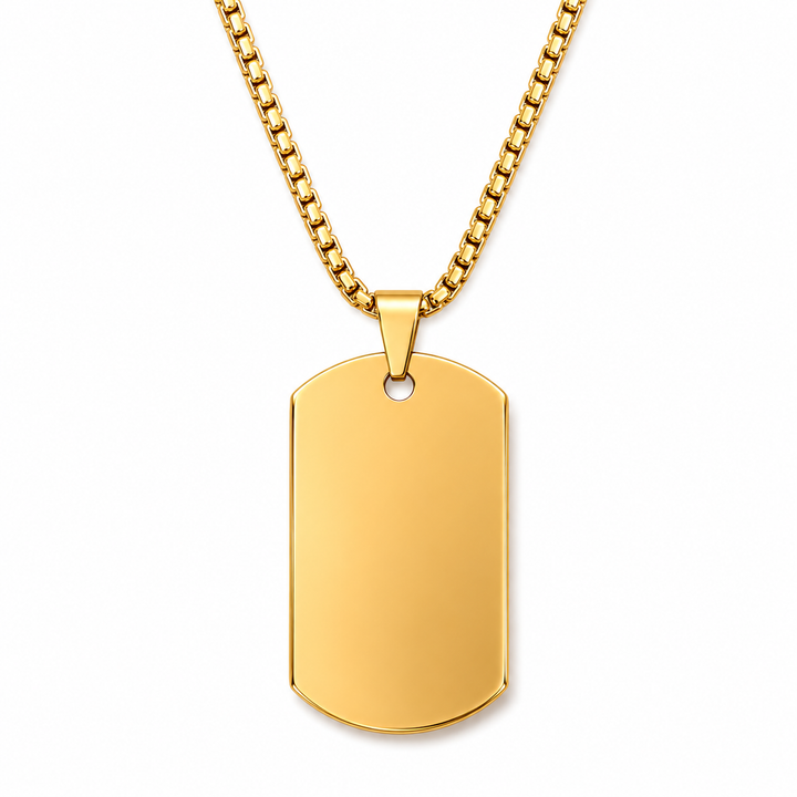Dogtag halskæde - 18 karat forgyldt ædelstål - Gratis gravering