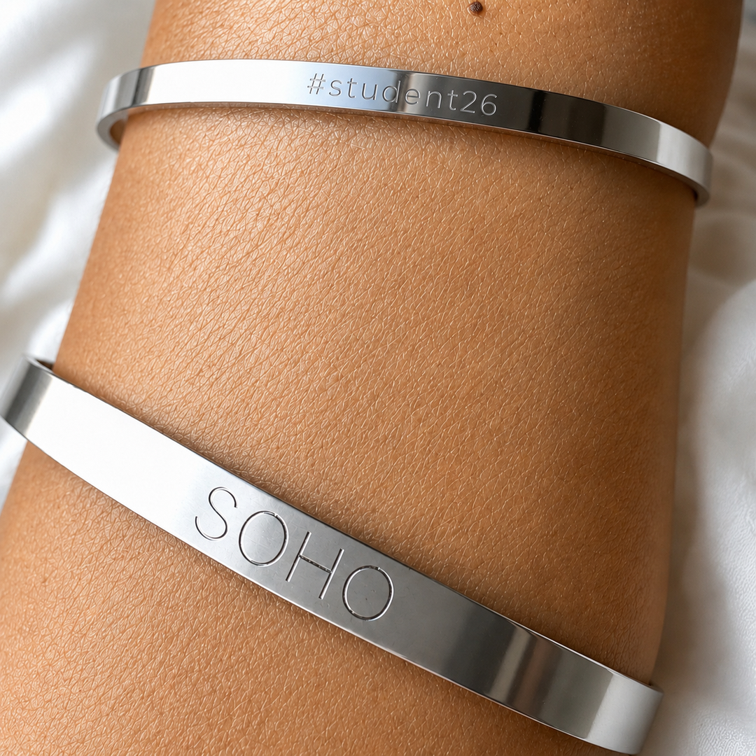 Åben Armring 6mm i ædelstål - kan graveres indvendigt og udvendigt - Gratis gravering