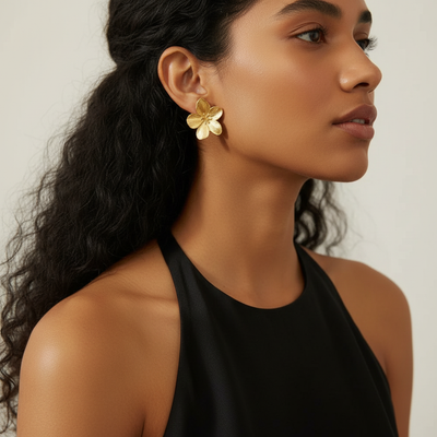 Flora øreringe i 18 karat forgyldt ædelstål