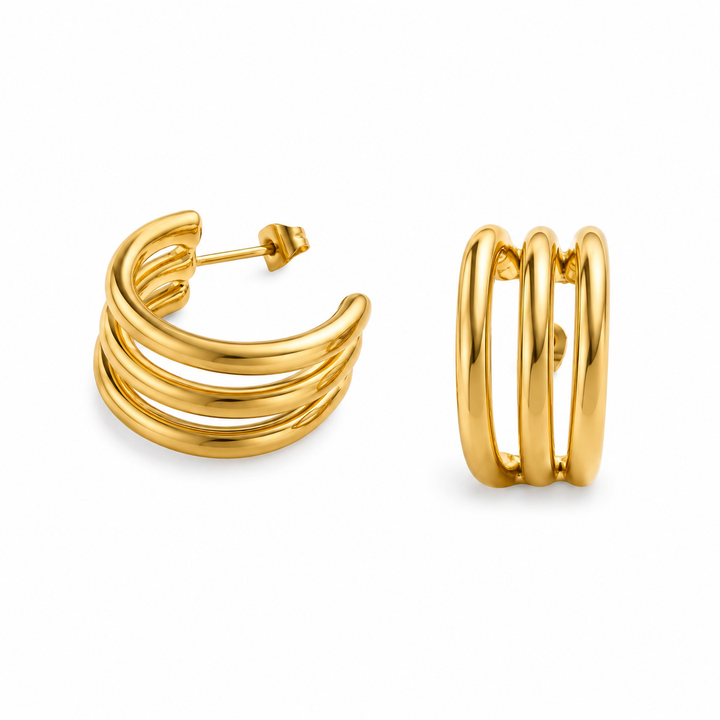 Triple hoops - 18 karat forgyldt titanium