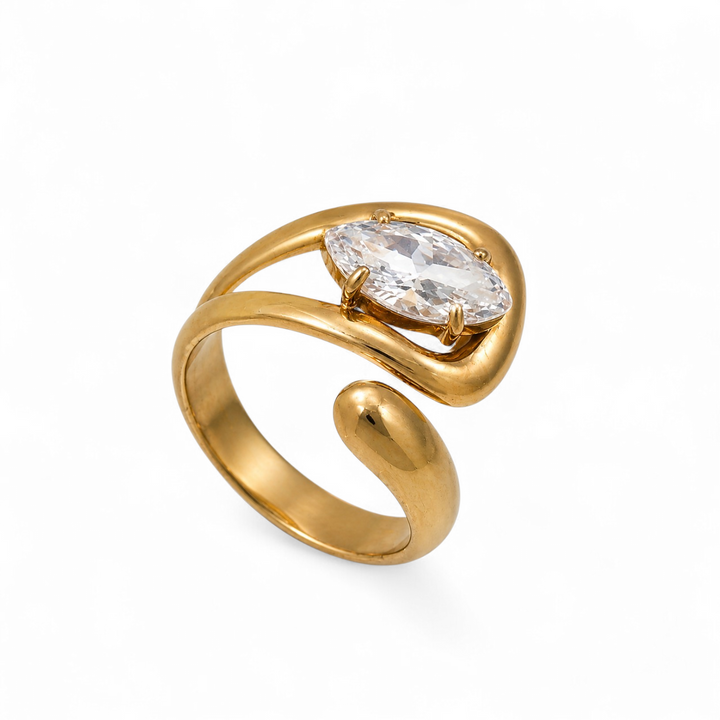 Marquise Twist Ring - 18 karat forgyldt ædelstål