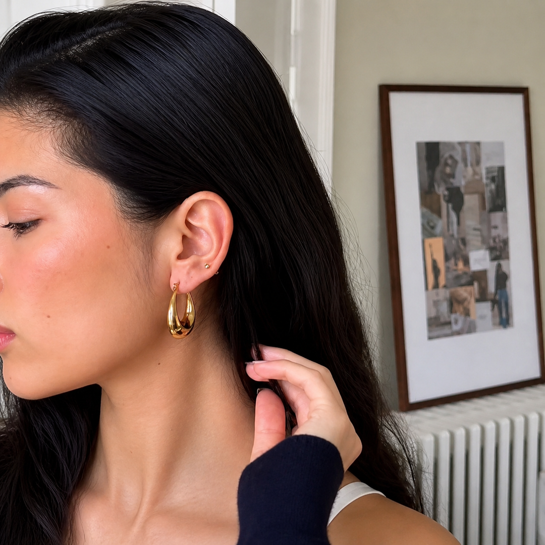 Ovale hoops (30mm) - 18 karat forgyldt ædelstål