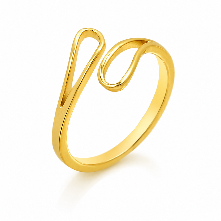 Ring åbne dråber - 14 karat forgyldt titanium