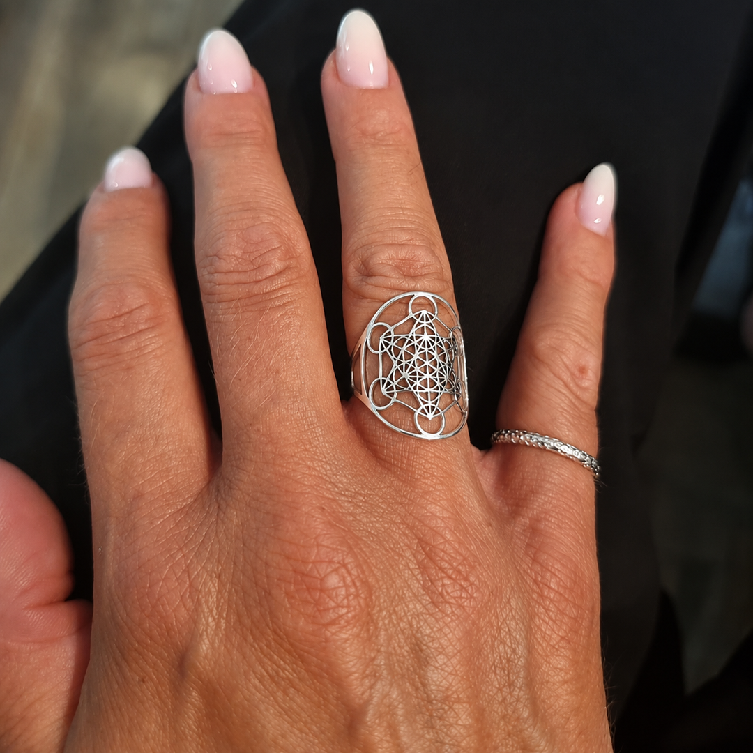 Statement ring med mønster - ædelstål