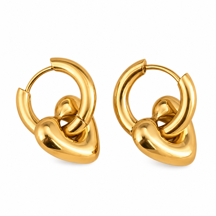 Chunky hoops hjertevedhæng - 18 karat forgyldt ædelstål