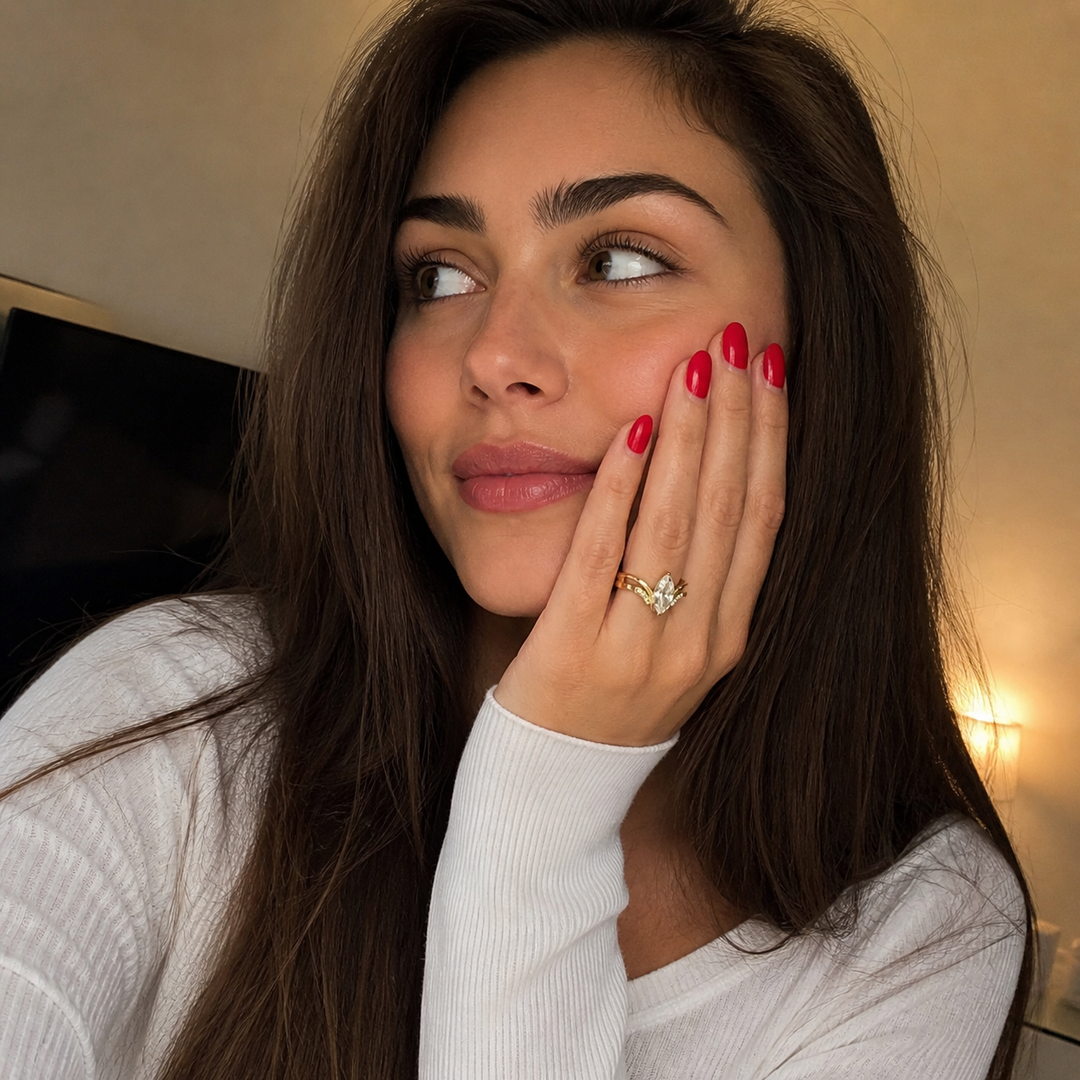 Marquise Elegance Ring - 18 karat Forgyldt rustfrit Ædelstål