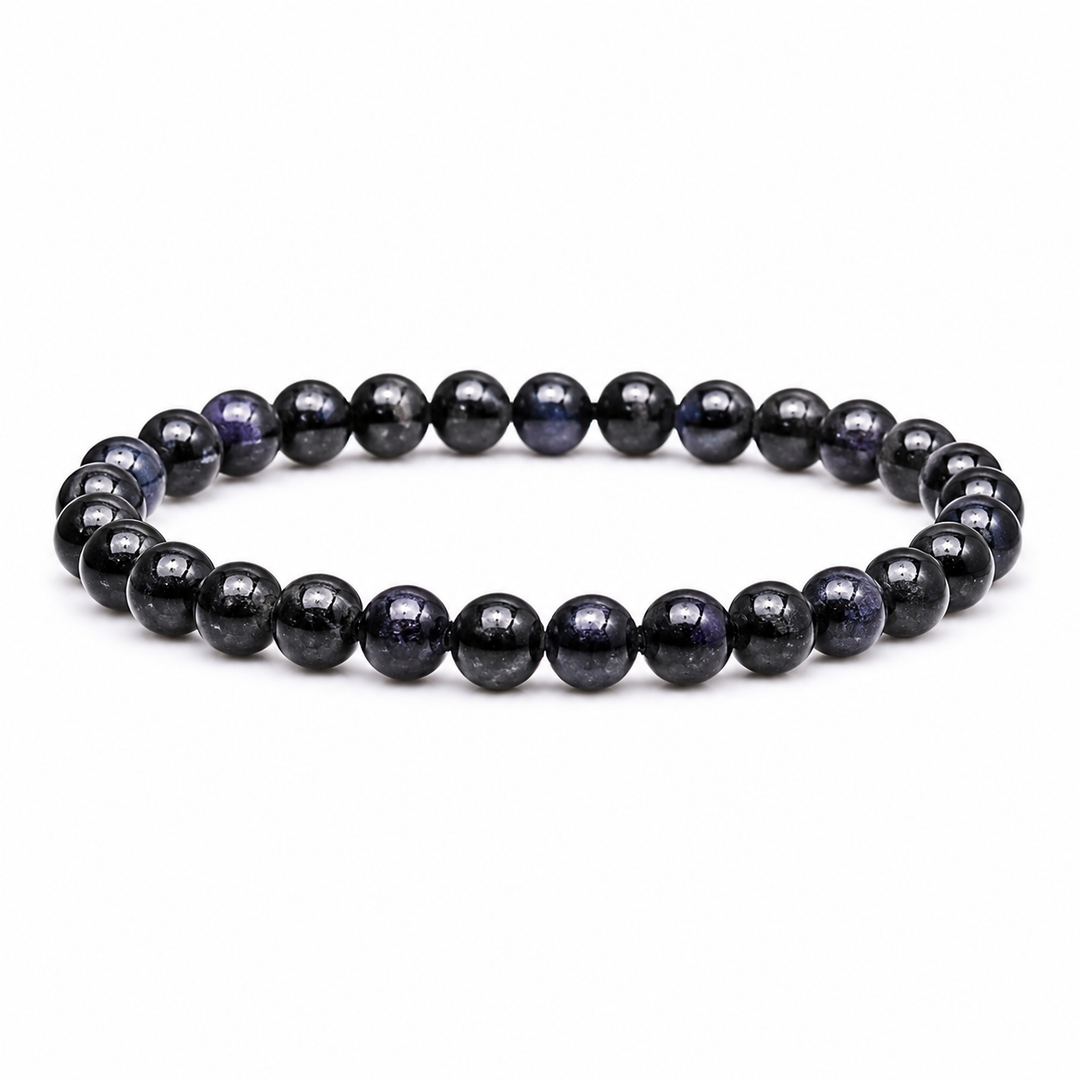 Sort/blå natursten armbånd