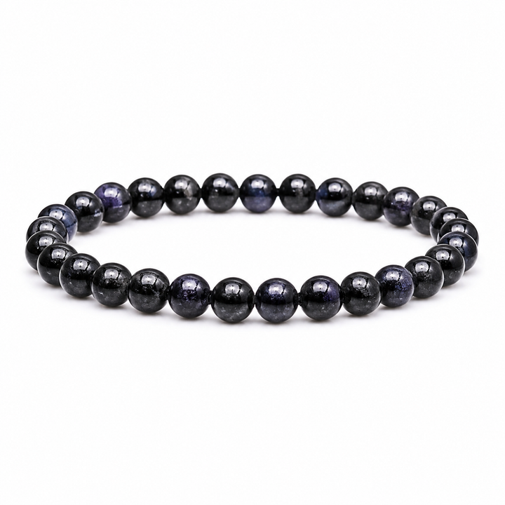 Sort/blå natursten armbånd