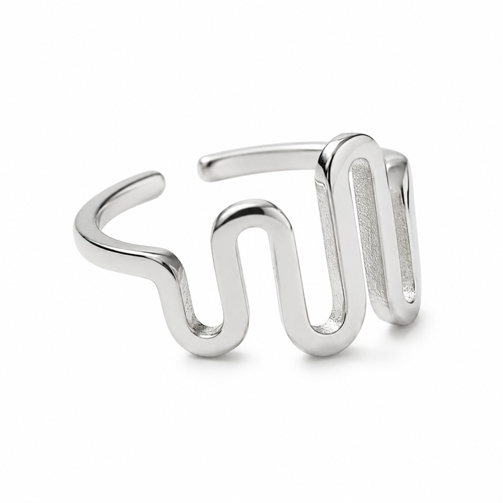 Ring med dybe bølger - titanium
