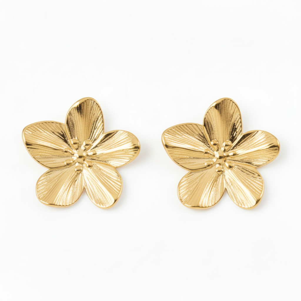 Flora øreringe i 18 karat forgyldt ædelstål