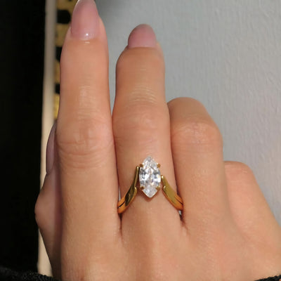 Marquise Ring i 18 karat Forgyldt Ædelstål