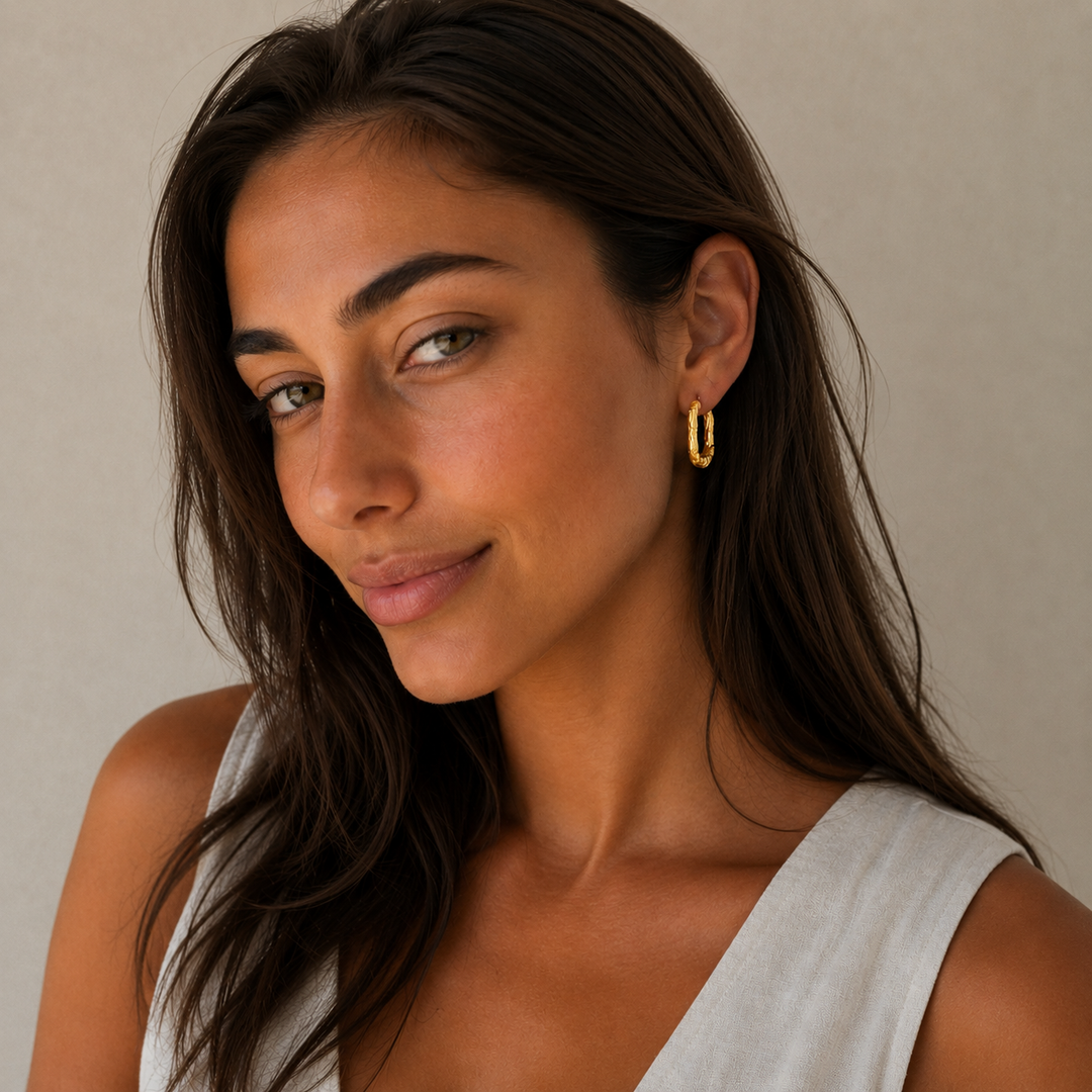 Texture hoops - 18 karat forgyldt ædelstål