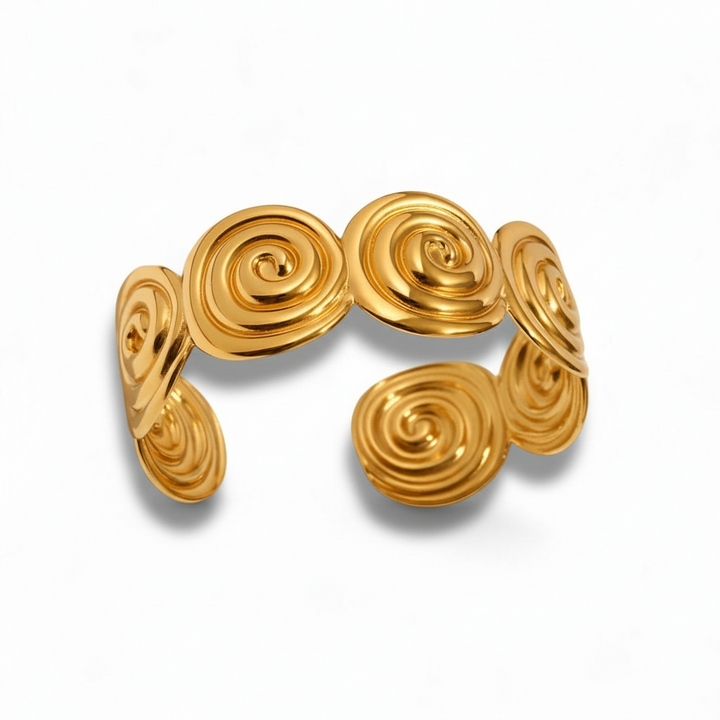 Lukkede spiral armring - 18 karat forgyldt ædelstål