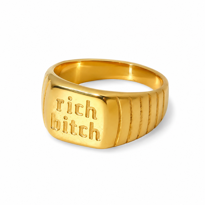 Ring "rich bitch" - 18 karat forgyldt ædelstål