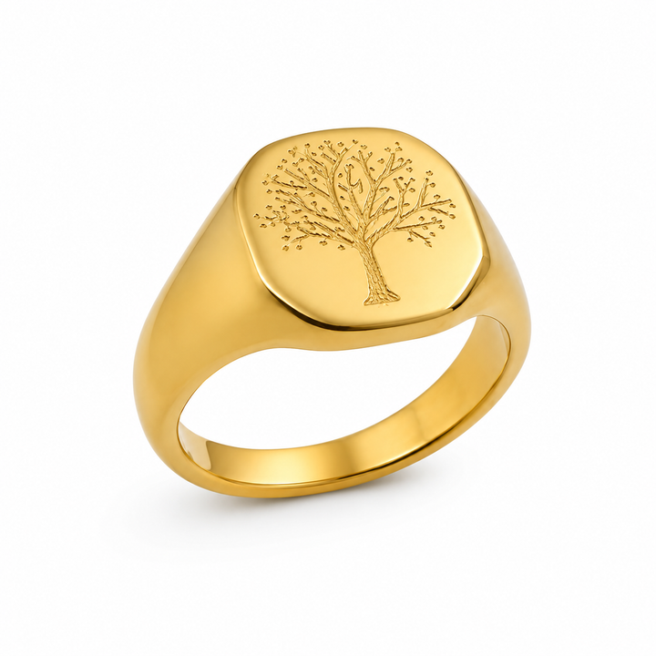 Livets Træ "Yggdrasil" statement ring - 18 karat forgyldt ædelstål