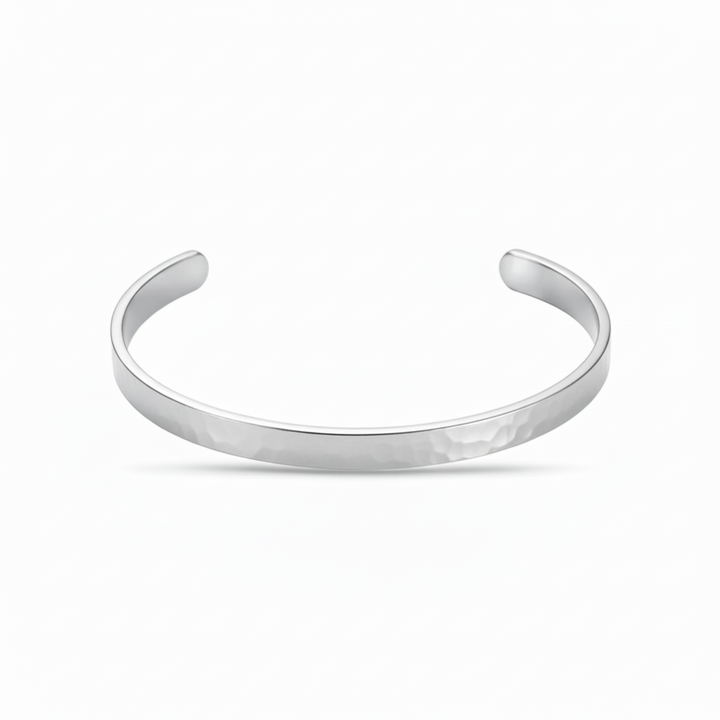 Armring hamret 4mm - ædelstål -  kan graveres indvendigt - Gratis gravering