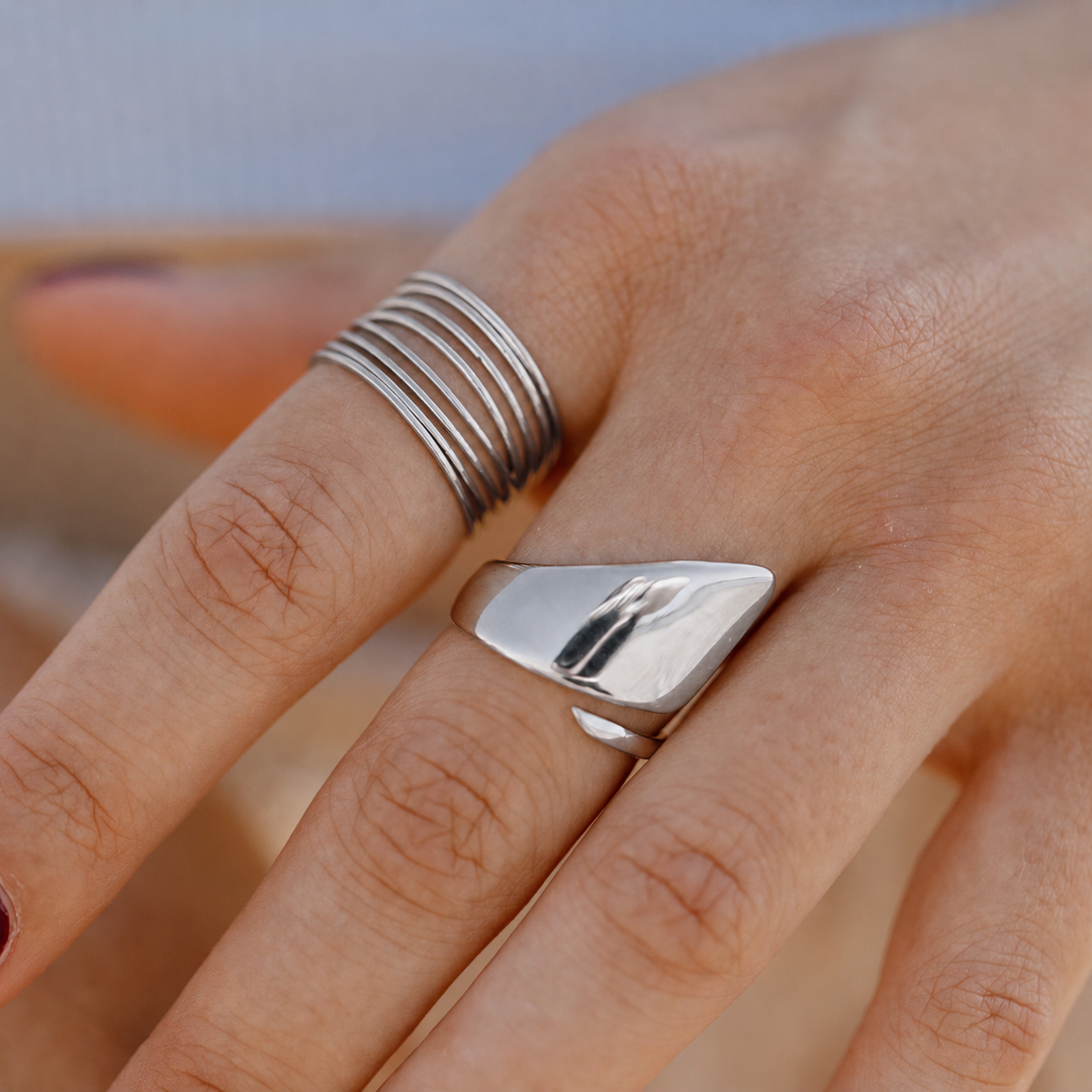 Bred spiral ring - ædelstål