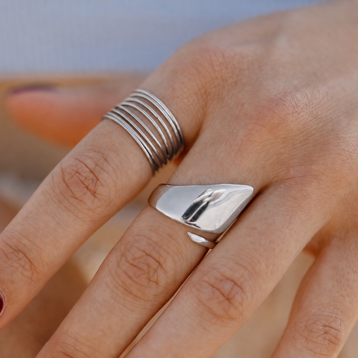 Bred spiral ring - ædelstål