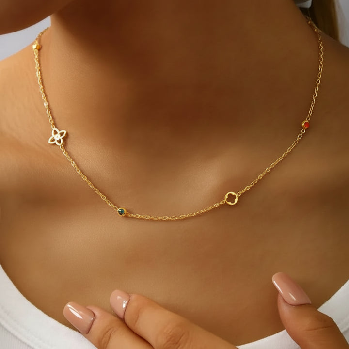 Clover charm halskæde - 18kt.forgyldt ædelstål