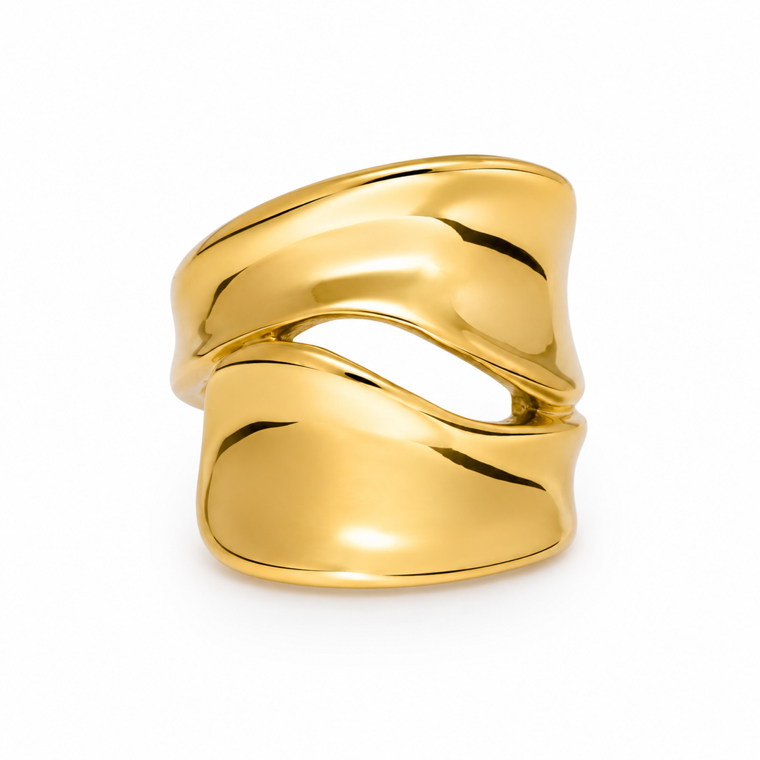 Skulpturel ring - 18 karat forgyldt titanium