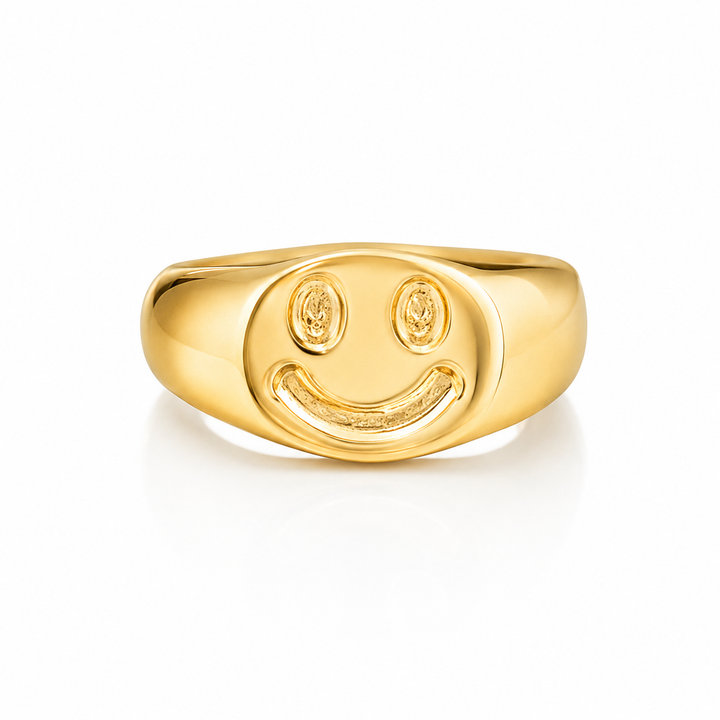 Smiley ring - 18 karat forgyldt titanium