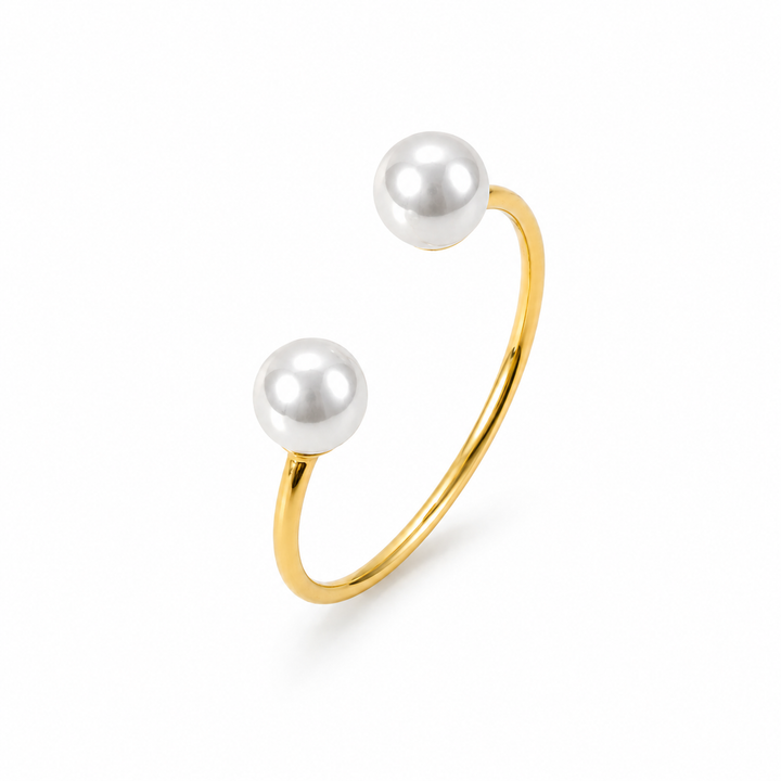 Dobbelt perle ring - 18 karat forgyldt 925 sterlingsølv