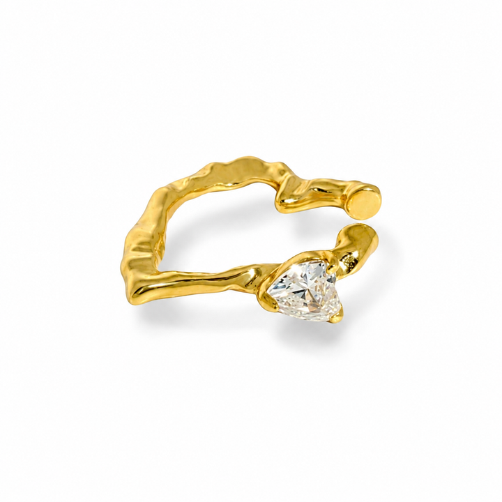 Cuff enkel zirkon - 18 karat forgyldt sterlingsølv