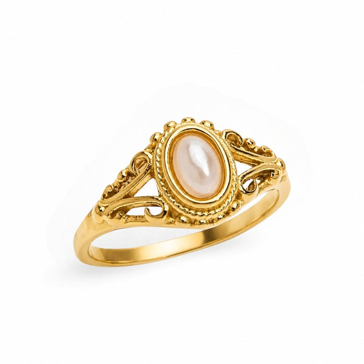 Vintage perle ring - 14 karat forgyldt ædelstål