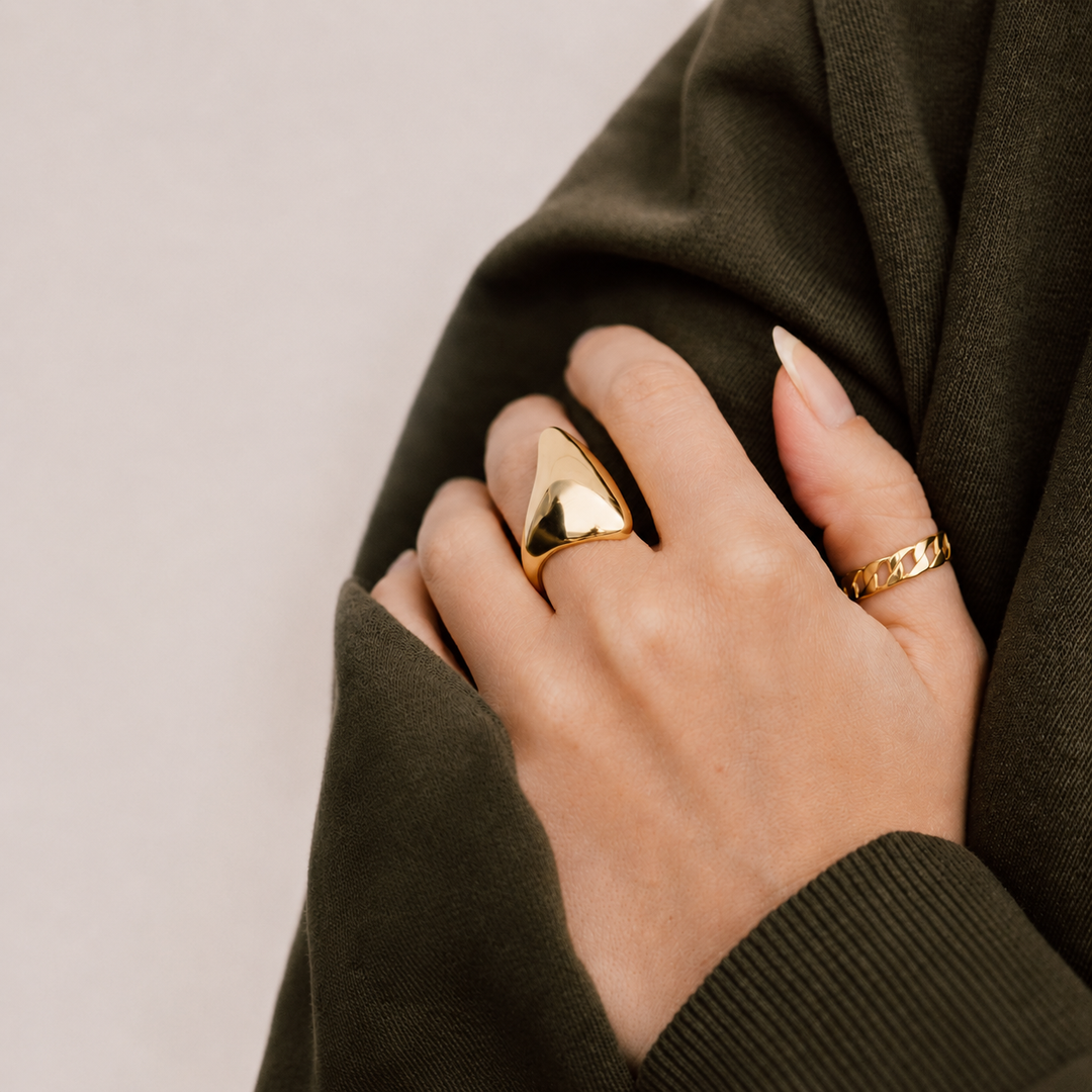 Panser ring - 14 karat forgyldt titanium