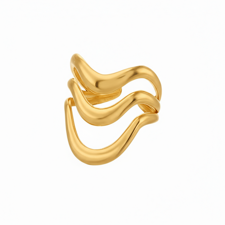 Triple wave ring - 18 karat forgyldt ædelstål