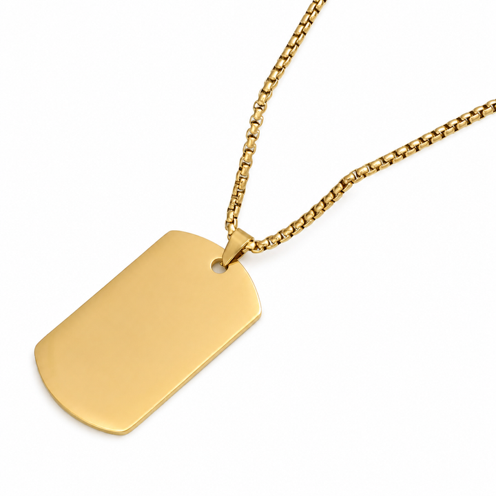 Dogtag halskæde - 18 karat forgyldt ædelstål - Gratis gravering
