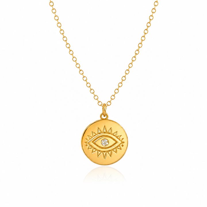 Halskæde evil eye zirkon - 14 karat forgyldt ædelstål