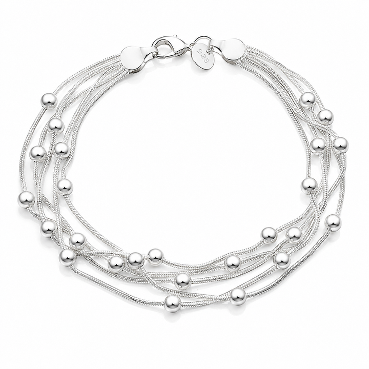 Armbånd 5 lags kugler - 925 sølvbelagt kobber