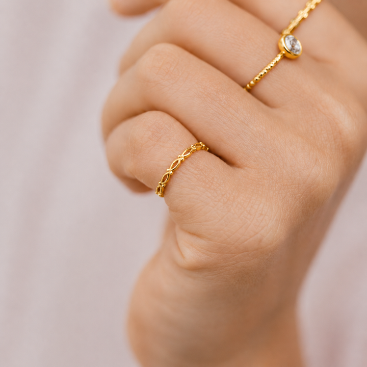 Tynde ringe med struktur - 18 karat sterlingsølv
