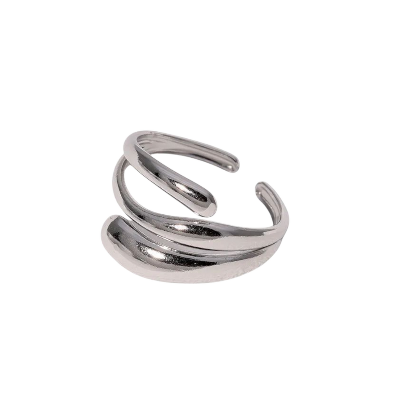 Ring i blankt ædelstål med bølget design