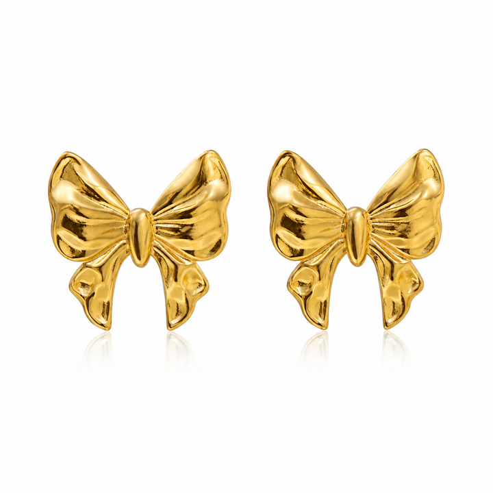 Golden bow studs - 18 karat forgyldt ædelstål