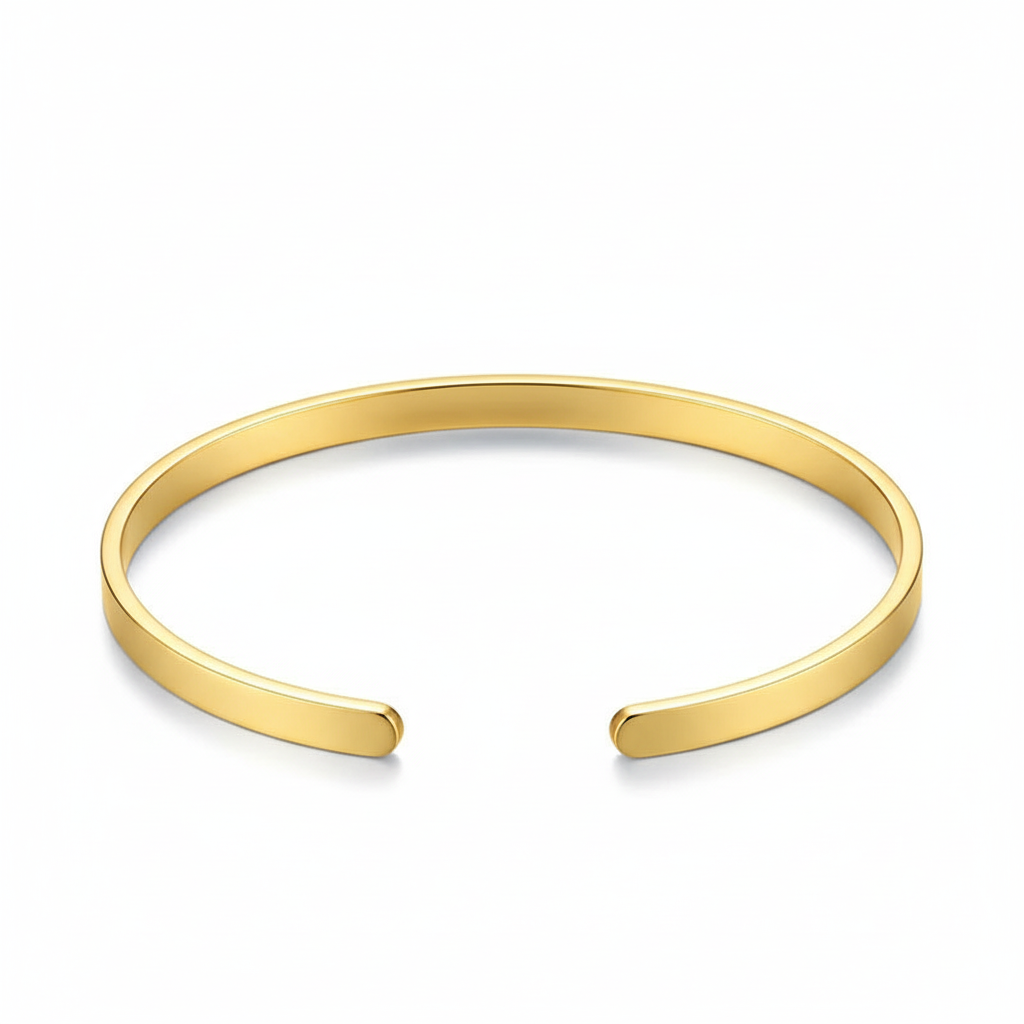 Åben Armring 6mm - 18 karat forgyldt ædelstål - Kan graveres indvendigt og udvendigt - Gratis gravering