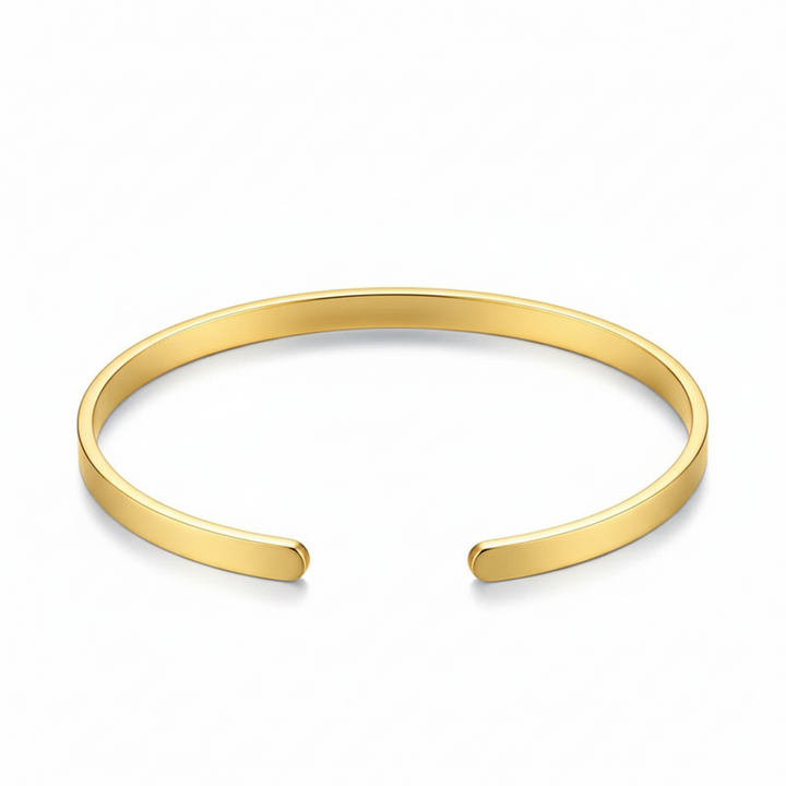 Åben Armring 6mm - 18 karat forgyldt ædelstål - Kan graveres indvendigt og udvendigt - Gratis gravering