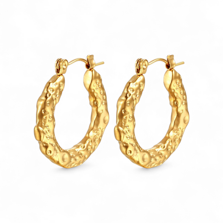 Organic Texture Hoops 25mm – 18 karat forgyldt ædelstål