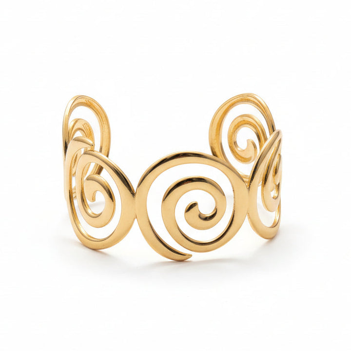 Åben spiral armring - 18 karat forgyldt ædelstål