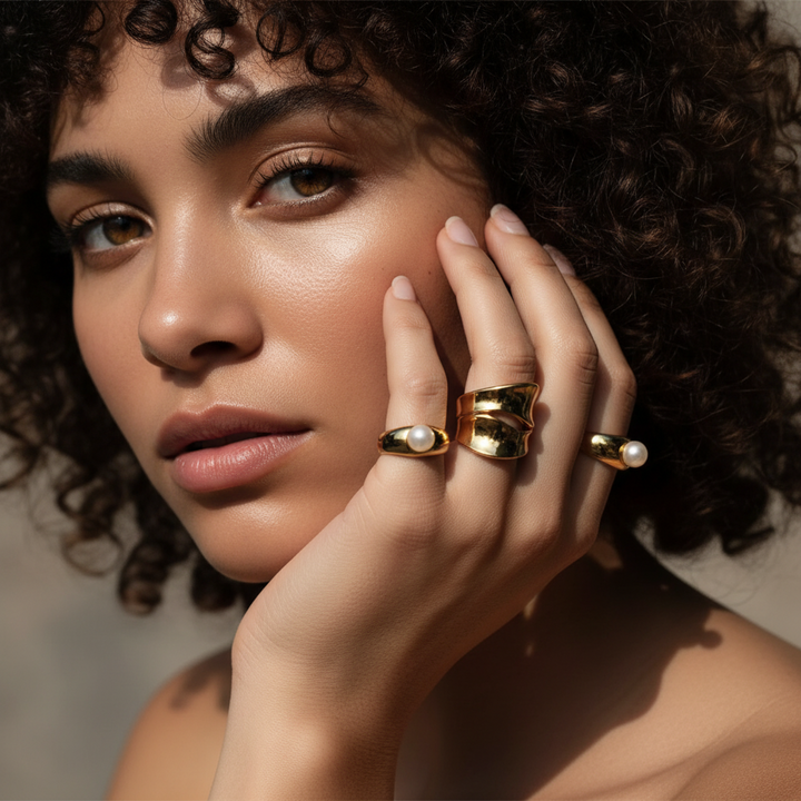 Statement ring i 18 karat forgyldt titanium