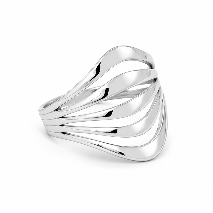 Wavy statement ring - Ædelstål