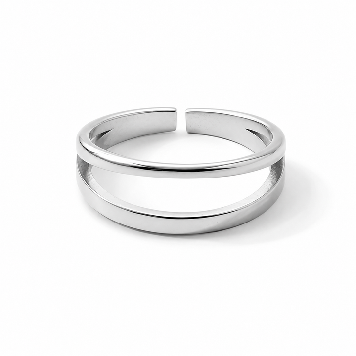 Dobbelt line ring - titanium